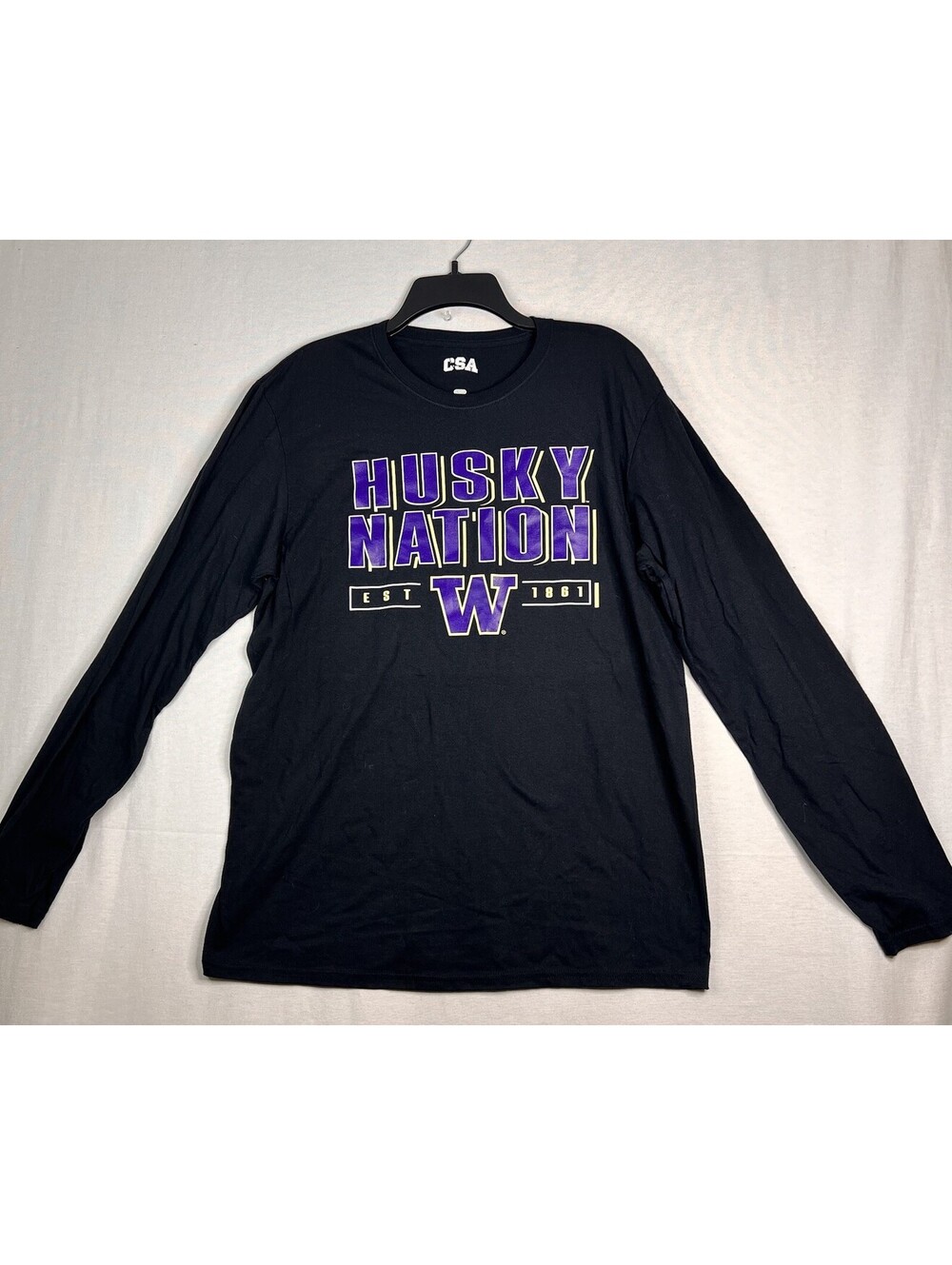 Washington Huskies Shirt Mens XL Purple NCAA Football CSA Long Sleeve Tee